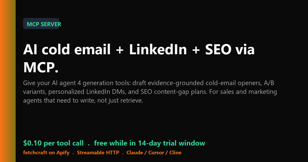 Cold Email & Outreach MCP Server - Personalize Email & LinkedIn