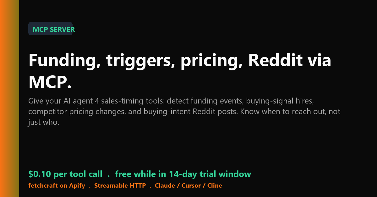 Sales Signals MCP Server - Funding, Buying Intent & Pricing
